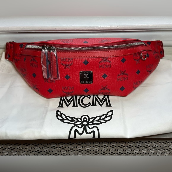 MCM Red Leather Bum Bag LIKE NEW - Picture 4 of 16